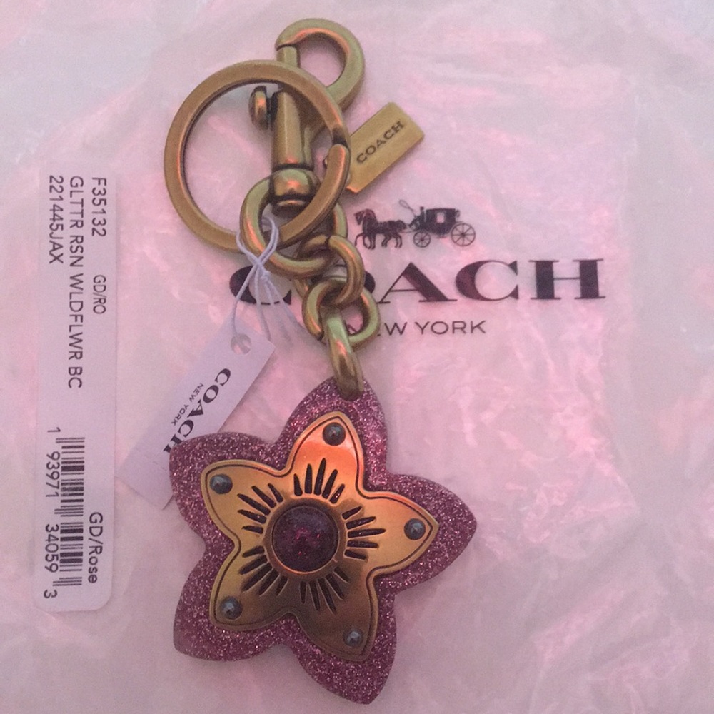 Authentic COACH WILDFLOWER BAG CHARM. COLOR: GD/RO - Picture 2 of 2